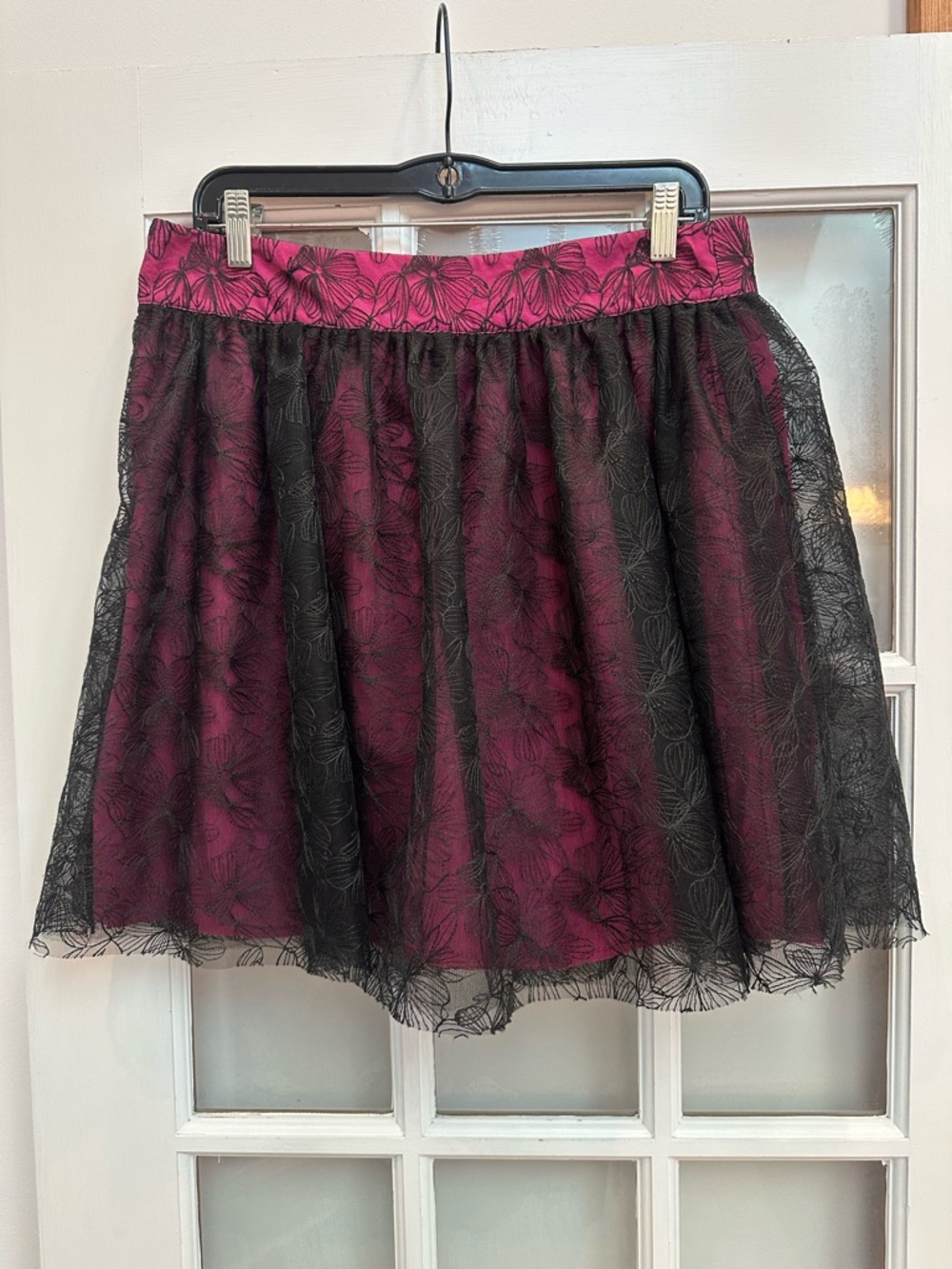 Ladaire Whimsigoth Fairy Black Lace Floral Overlay Pink Skirt Size XL NWT - Picture 4 of 11